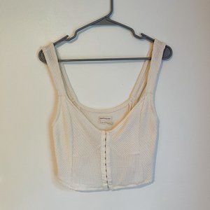 NWT Urban Outfitters Ivory Textured Clasp Tank Top Large